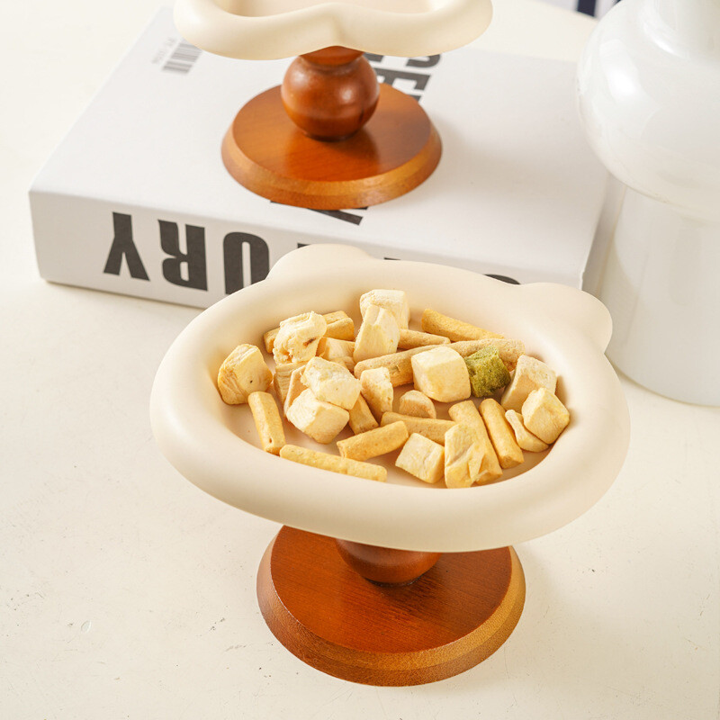 Nou castron pentru pisici de calibru mare în stil de mijlocul secolului Bol înalt din ceramică pentru animale de companie Bol înalt din lemn pentru câini Protecție pentru gât Bol ridicat pentru mâncare pentru pisici