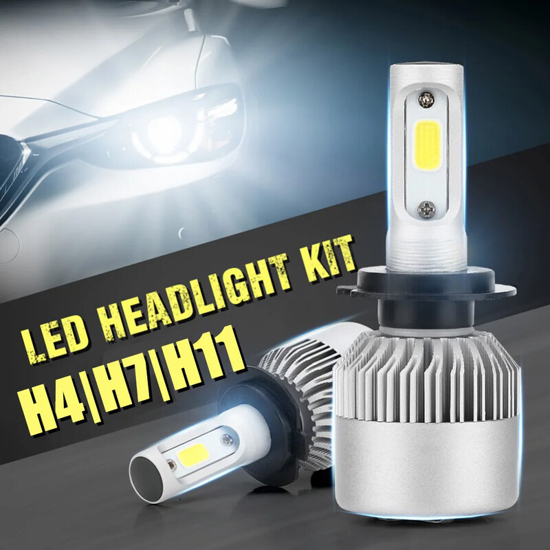 H4 LED H7 LED H11 LED priekinių žibintų lemputė COB automobilio LED priekinių žibintų lemputės Hi/Lo Beam 16000LM 6000K automatinis priekinis žibintas 12V LED žibintai automobiliui