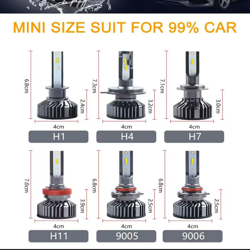 Automobilio priekiniai žibintai H4 H7 LED H11 9005 3000K geltona šviesa 6000K balta šviesa prožektorius karalius 160W 24000LM apšvietimas 1860 CSP12V LED galvutė