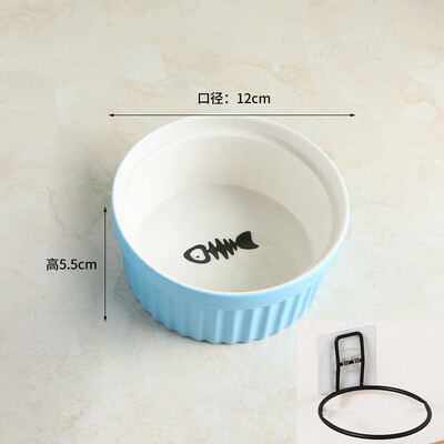 Suport de perete pentru pisici pentru animale de companie, înălțime reglabilă, ceramică albastră, boluri de hrănire, suporturi anti vărsare, bol pentru pisici câini mici