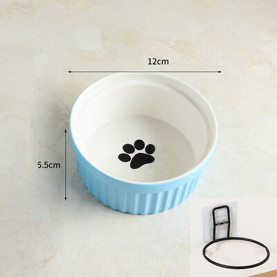 Suport de perete pentru pisici pentru animale de companie, înălțime reglabilă, ceramică albastră, boluri de hrănire, suporturi anti vărsare, bol pentru pisici câini mici