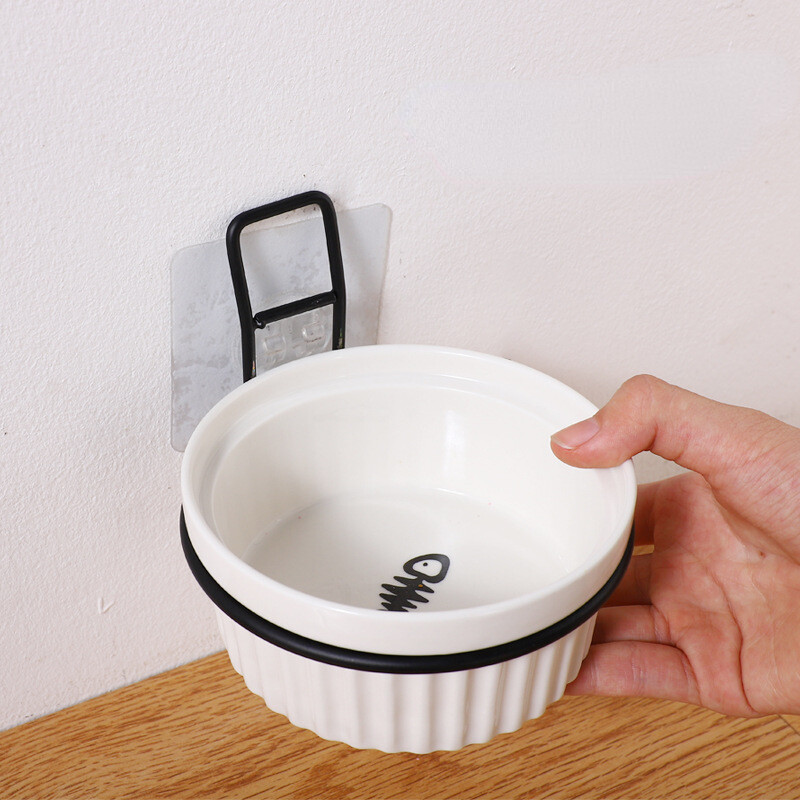 Suport de perete pentru pisici pentru animale de companie, înălțime reglabilă, ceramică albastră, boluri de hrănire, suporturi anti vărsare, bol pentru pisici câini mici