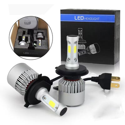 2tk Auto S2 esitule pirnid LED H1 H7 H4 9005 9006 Auto 72W 8000LM 6500K No Error Lamp Lähituled 9-36V Tuledele