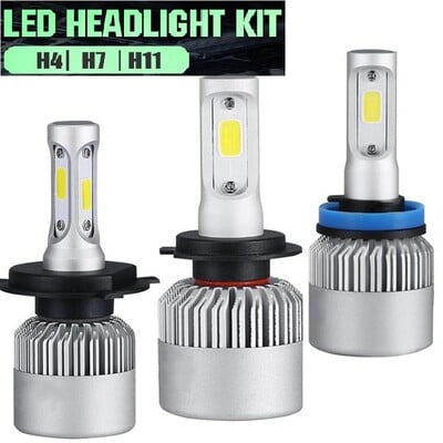 1osa H4 H7 H11 COB auto LED-esitulede pirnid Hi-Lo Beam 72W 16000LM 6000K Auto esilatern Led Car Light 12V Car Styling Bright