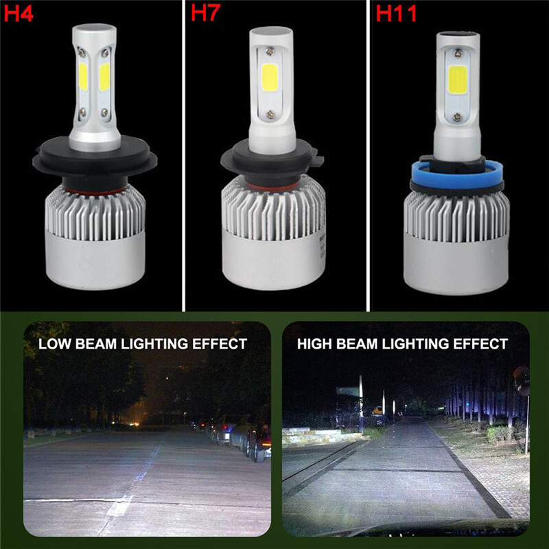 1 gabalas H4 H7 H11 COB automobilio LED priekinių žibintų lemputės Hi-Lo Beam 72W 16000LM 6000K Automatinis priekinis žibintas Led Car Light 12V Car Styling Bright