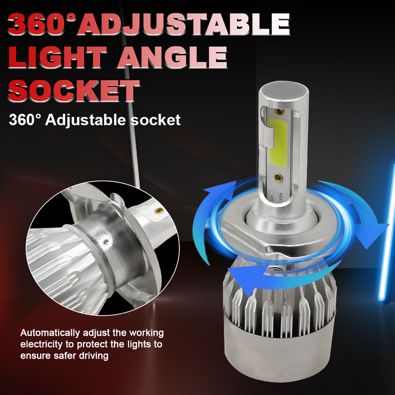 C6 H4 9003 HB2 LED automobilio priekinių žibintų Hi/Lo ray lemputės Light 72W 12V 8000LM ventiliatorius Led lempa 6000K H1 H11 H3 H7 9005 HB3 9006 HB4 H13