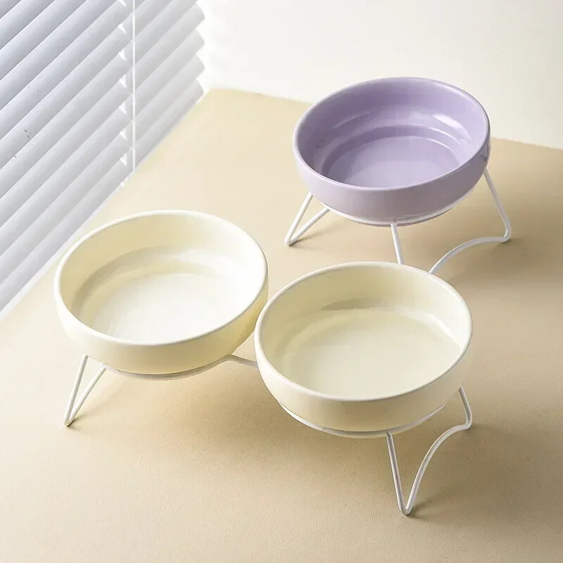 Λεκάνη φαγητού Dog Basin Dog Bowl Μπολ πόσιμου νερού Προστασία μπολ φαγητού Προμήθειες αυχενικής σπονδυλικής στήλης για κατοικίδια Κεραμικό μπολ διπλής γάτας