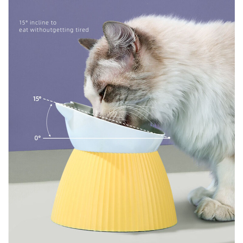 Katės dubuo pakeltas kačių ėdalo dubenys nuo vėmimo, pakreiptas pakeltas kačių dubenys girtuoklis naminių gyvūnėlių ėdalo dubuo tiektuvas kaklo apsauga kačių dubuo