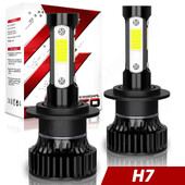 PCVBMLAUT 2PCS Auto lukturi H7 Super Bright LED priekšējie lukturi Tālo tuvās miglas lukturu spuldze Balta 6000K Minisize Auto aksesuāri