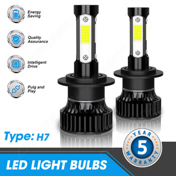 PCVBMLAUT 2PCS Автомобилни светлини H7 Супер ярки LED фарове High Low Beam Фарове за мъгла Крушка Бяла 6000K Minisize Автомобилни аксесоари