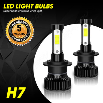 PCVBMLAUT 2PCS Автомобилни светлини H7 Супер ярки LED фарове High Low Beam Фарове за мъгла Крушка Бяла 6000K Minisize Автомобилни аксесоари