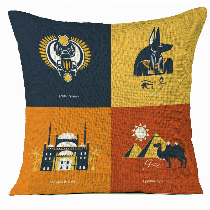 Furnizare directă din fabrică de noi perne populare faraoni egipteni, perne de acasă retro, personalizate conform desenelor, fără miez