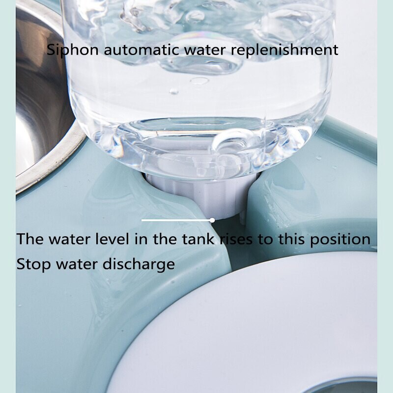 Šunų ir kačių savitarnos lesyklėlė, apsauganti nuo smūgių, dvigubo dubenėlio vandens butelis naminių gyvūnėlių reikmenys nerūdijančio plieno lesyklėlė kačių girdykla