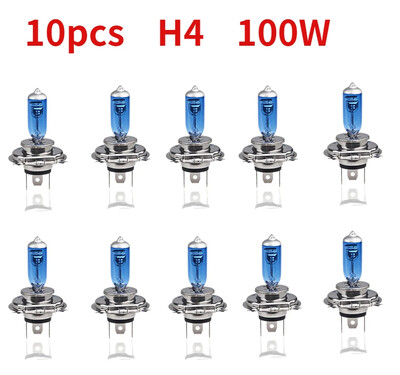 10gab H4 60/55W 100W automašīnas halogēna spuldze 12V Super Xenon White priekšējo lukturu lampa P43t Light Lanpada Super Branca H4 automašīnas aksesuārs