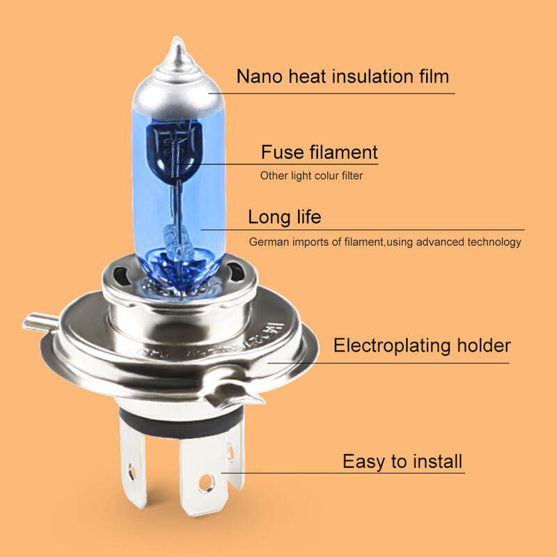 10vnt H4 60/55W 100W automobilio halogeninė lemputė 12V Super Xenon balta priekinių žibintų lemputė P43t lengva Lanpada Super Branca H4 automobilio priedas