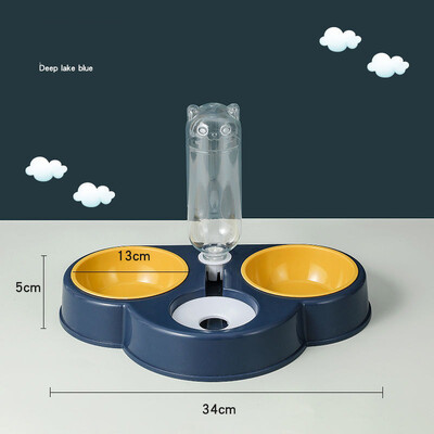 Αυτόματη τροφοδοσία για γάτες κατοικίδιων ζώων 3 σε 1 Μπολ για γάτες για σκύλους με σιντριβάνι Διπλό μπολ Ποτό Υπερυψωμένη βάση για γάτες