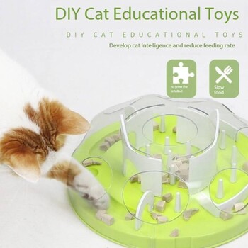 Cat Puzzle Interactive Treat Dispensing Toy Mental Enhancement Παιχνίδι αργής τροφοδοσίας Ενδιαφέρον Μπολ δίσκος αργής τροφοδοσίας Cat Maze