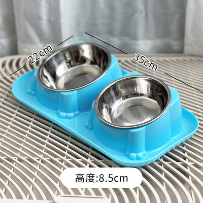 Miska pre mačky, dvojitá miska na krmivo pre psov, nerezová oceľ, proti prevráteniu, miska na pitnú vodu a kŕmenie pre mačky, šikmé ústa, potreby pre domáce zvieratá