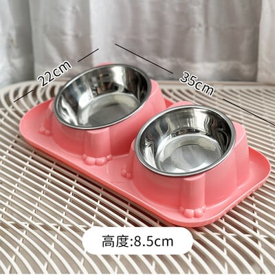 Miska pre mačky, dvojitá miska na krmivo pre psov, nerezová oceľ, proti prevráteniu, miska na pitnú vodu a kŕmenie pre mačky, šikmé ústa, potreby pre domáce zvieratá