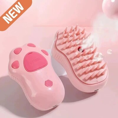 Pisică Câine Perie vaporoasă Perie cu abur Pulverizator electric pentru masaj Instrument de îngrijire a animalelor de companie vărsare Pulverizatori electrici 3 în 1 Piepteni de masaj