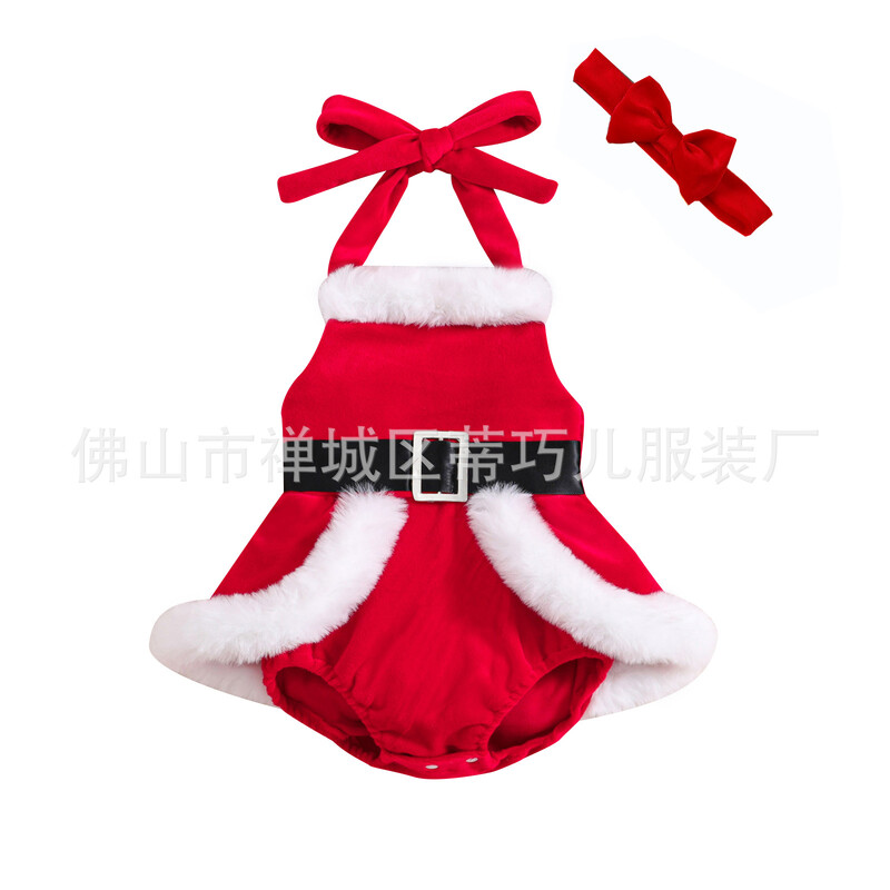 Vaikiški drabužiai „Dropshipping“, 2024 m. Naujo stiliaus kalėdinis kostiumas kūdikiams ir mažiems vaikams, galvos apdangalas, kelnaitės, kombinezonas, smokingo megztinio sijonas