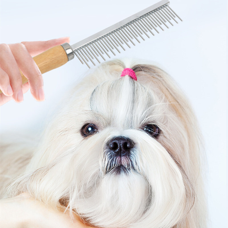 Pieptene pentru pisici Perie pentru pisici din oțel inoxidabil Perie pentru păr pentru câini Mâner din lemn Dispozitiv de îndepărtare a părului pentru animale de companie Pieptene pentru pisici Unelte de curățare pentru îngrijirea animalelor de companie Ac