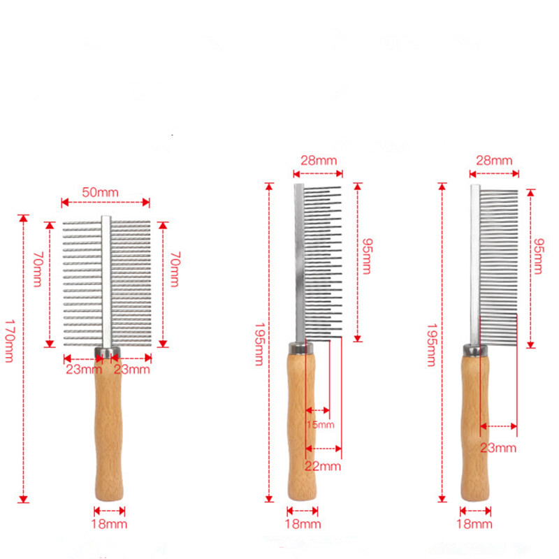 Pieptene pentru pisici Perie pentru pisici din oțel inoxidabil Perie pentru păr pentru câini Mâner din lemn Dispozitiv de îndepărtare a părului pentru animale de companie Pieptene pentru pisici Unelte de curățare pentru îngrijirea animalelor de companie Ac
