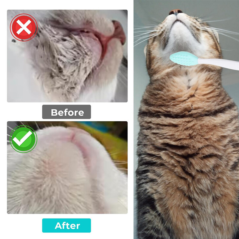Perie de îngrijire a pisicilor pentru acneea bărbiei pisicii, perie de exfoliere cu semințe negre de pisică, racletă din silicon moale pentru îngrijirea acneei pentru bărbia de pisică