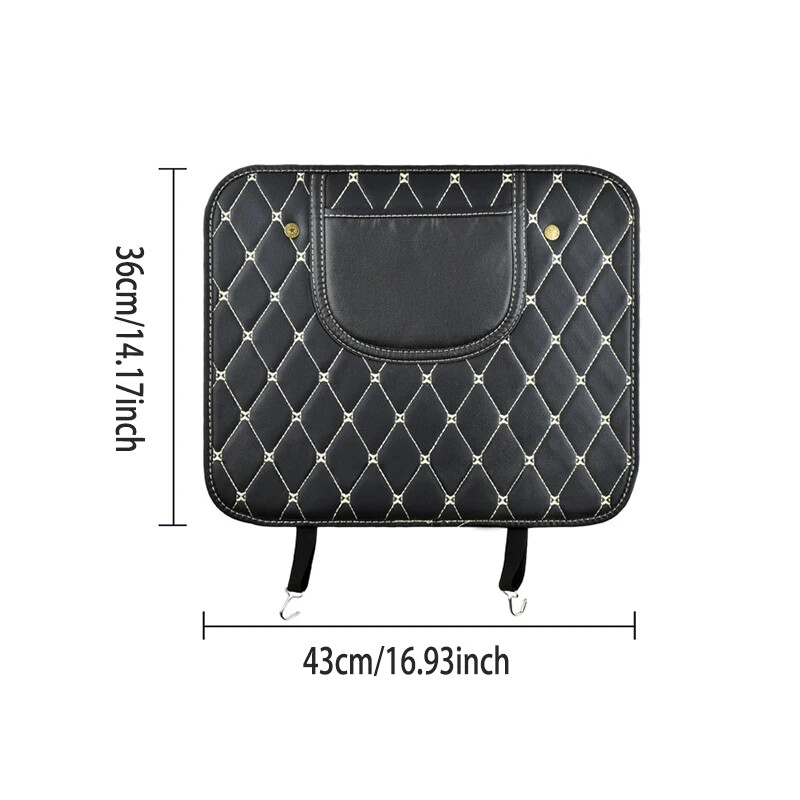 Noul scaun din spate al mașinii Pad anti lovitură Covoraș anti-murdar Piele PU neagră Impermeabil Rezistent la zgârieturi Depozitare Accesorii pentru interiorul mașinii