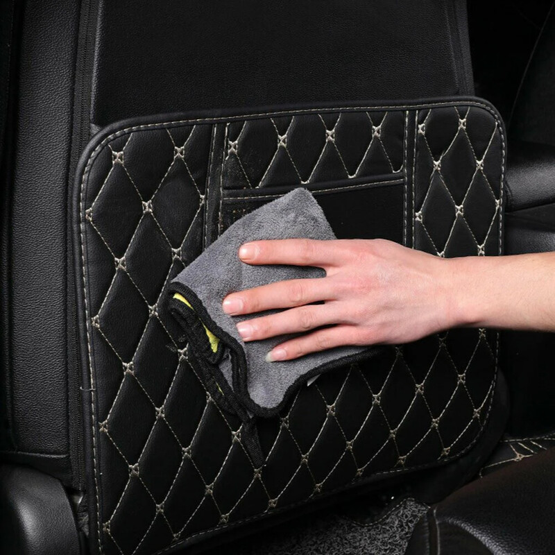 Noul scaun din spate al mașinii Pad anti lovitură Covoraș anti-murdar Piele PU neagră Impermeabil Rezistent la zgârieturi Depozitare Accesorii pentru interiorul mașinii