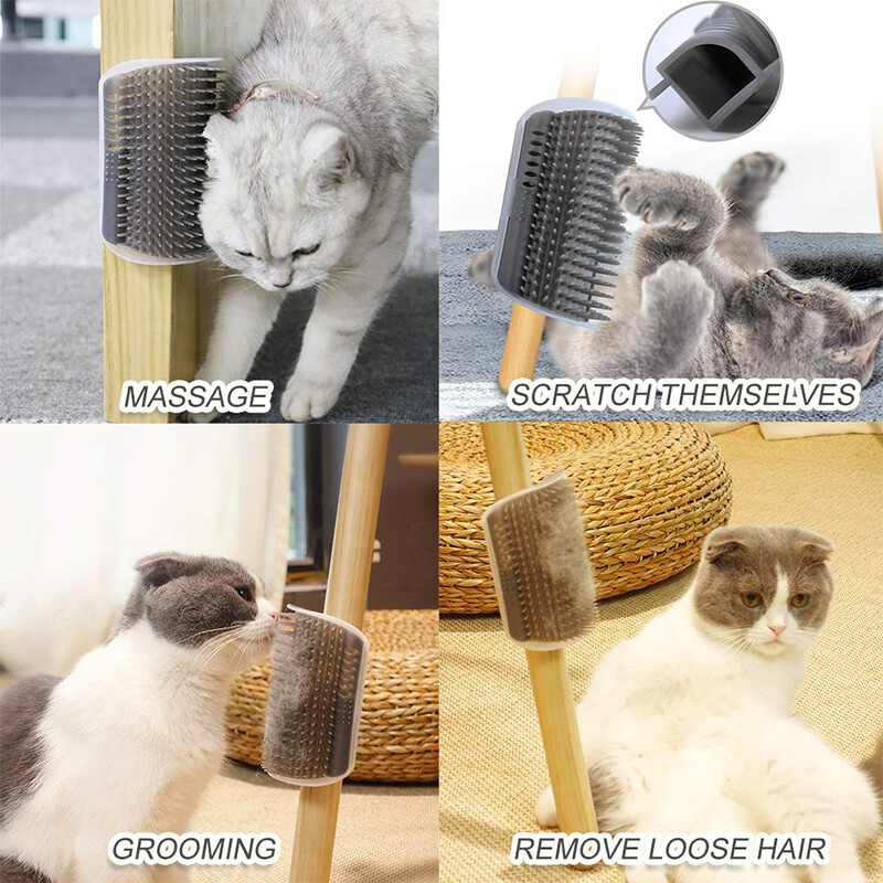Cats Groomer Self Brush Pet Massage Self Comb Αφαιρούμενη γωνία τοίχου γάτας ξύσιμο Βούρτσα τριβής Προμήθειες καθαρισμού περιποίησης κατοικίδιων