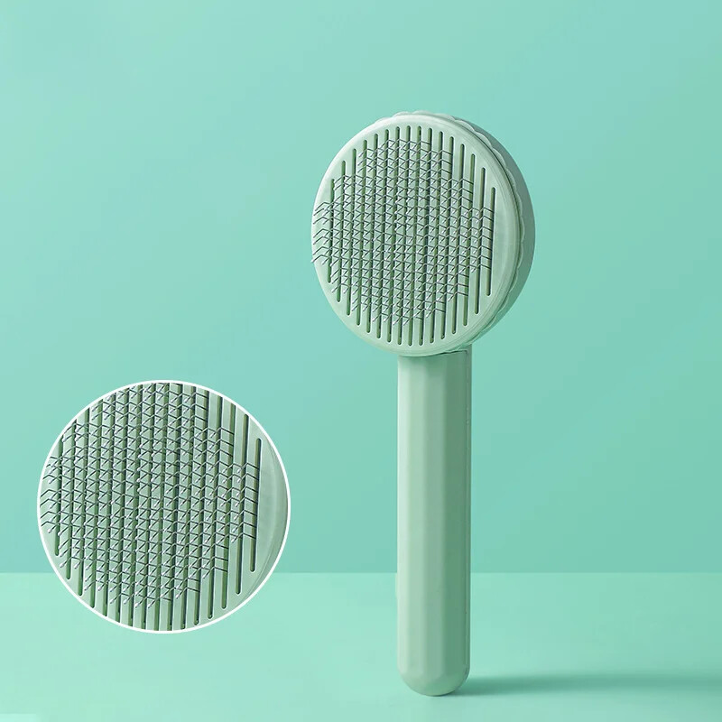 Perie de autocurățare pentru caine, pisică, pieptene pentru animale de companie, pentru îndepărtarea pieptenelor subparului, masaj încâlcit, piepteni pentru pisici cu particule îmbunătățește circulația