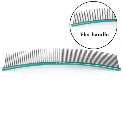 19cm Καμπύλη χτένα για κατοικίδια Ανοξείδωτες χτένες Επαγγελματική χτένα περιποίησης κατοικίδιων με πυκνά αραιά δόντια Βούρτσα καθαρισμού γάτας σκύλου Χτένη ανοιχτού κόμπου