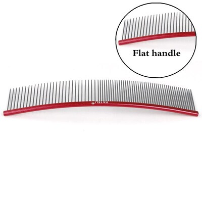 19cm Καμπύλη χτένα για κατοικίδια Ανοξείδωτες χτένες Επαγγελματική χτένα περιποίησης κατοικίδιων με πυκνά αραιά δόντια Βούρτσα καθαρισμού γάτας σκύλου Χτένη ανοιχτού κόμπου
