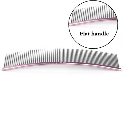 19cm Καμπύλη χτένα για κατοικίδια Ανοξείδωτες χτένες Επαγγελματική χτένα περιποίησης κατοικίδιων με πυκνά αραιά δόντια Βούρτσα καθαρισμού γάτας σκύλου Χτένη ανοιχτού κόμπου