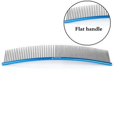19cm Καμπύλη χτένα για κατοικίδια Ανοξείδωτες χτένες Επαγγελματική χτένα περιποίησης κατοικίδιων με πυκνά αραιά δόντια Βούρτσα καθαρισμού γάτας σκύλου Χτένη ανοιχτού κόμπου