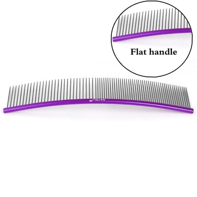 19cm Καμπύλη χτένα για κατοικίδια Ανοξείδωτες χτένες Επαγγελματική χτένα περιποίησης κατοικίδιων με πυκνά αραιά δόντια Βούρτσα καθαρισμού γάτας σκύλου Χτένη ανοιχτού κόμπου