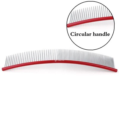 19cm Καμπύλη χτένα για κατοικίδια Ανοξείδωτες χτένες Επαγγελματική χτένα περιποίησης κατοικίδιων με πυκνά αραιά δόντια Βούρτσα καθαρισμού γάτας σκύλου Χτένη ανοιχτού κόμπου