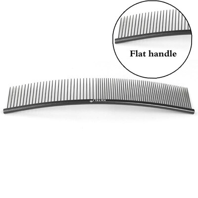 19cm Καμπύλη χτένα για κατοικίδια Ανοξείδωτες χτένες Επαγγελματική χτένα περιποίησης κατοικίδιων με πυκνά αραιά δόντια Βούρτσα καθαρισμού γάτας σκύλου Χτένη ανοιχτού κόμπου