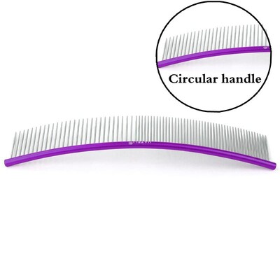 19cm Καμπύλη χτένα για κατοικίδια Ανοξείδωτες χτένες Επαγγελματική χτένα περιποίησης κατοικίδιων με πυκνά αραιά δόντια Βούρτσα καθαρισμού γάτας σκύλου Χτένη ανοιχτού κόμπου