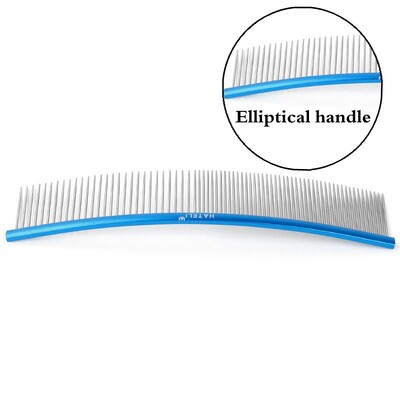 19cm Καμπύλη χτένα για κατοικίδια Ανοξείδωτες χτένες Επαγγελματική χτένα περιποίησης κατοικίδιων με πυκνά αραιά δόντια Βούρτσα καθαρισμού γάτας σκύλου Χτένη ανοιχτού κόμπου