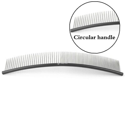 19cm Καμπύλη χτένα για κατοικίδια Ανοξείδωτες χτένες Επαγγελματική χτένα περιποίησης κατοικίδιων με πυκνά αραιά δόντια Βούρτσα καθαρισμού γάτας σκύλου Χτένη ανοιχτού κόμπου