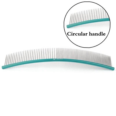 19cm Καμπύλη χτένα για κατοικίδια Ανοξείδωτες χτένες Επαγγελματική χτένα περιποίησης κατοικίδιων με πυκνά αραιά δόντια Βούρτσα καθαρισμού γάτας σκύλου Χτένη ανοιχτού κόμπου