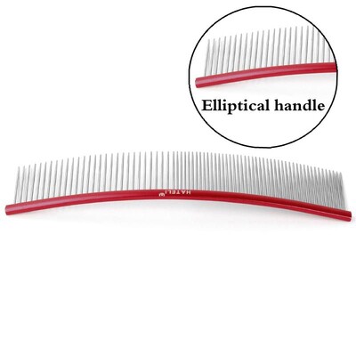 19cm Καμπύλη χτένα για κατοικίδια Ανοξείδωτες χτένες Επαγγελματική χτένα περιποίησης κατοικίδιων με πυκνά αραιά δόντια Βούρτσα καθαρισμού γάτας σκύλου Χτένη ανοιχτού κόμπου