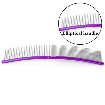 19cm Καμπύλη χτένα για κατοικίδια Ανοξείδωτες χτένες Επαγγελματική χτένα περιποίησης κατοικίδιων με πυκνά αραιά δόντια Βούρτσα καθαρισμού γάτας σκύλου Χτένη ανοιχτού κόμπου