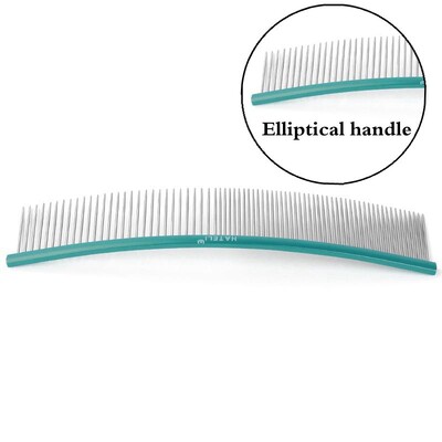 19cm Καμπύλη χτένα για κατοικίδια Ανοξείδωτες χτένες Επαγγελματική χτένα περιποίησης κατοικίδιων με πυκνά αραιά δόντια Βούρτσα καθαρισμού γάτας σκύλου Χτένη ανοιχτού κόμπου