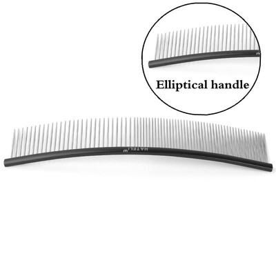 19cm Καμπύλη χτένα για κατοικίδια Ανοξείδωτες χτένες Επαγγελματική χτένα περιποίησης κατοικίδιων με πυκνά αραιά δόντια Βούρτσα καθαρισμού γάτας σκύλου Χτένη ανοιχτού κόμπου