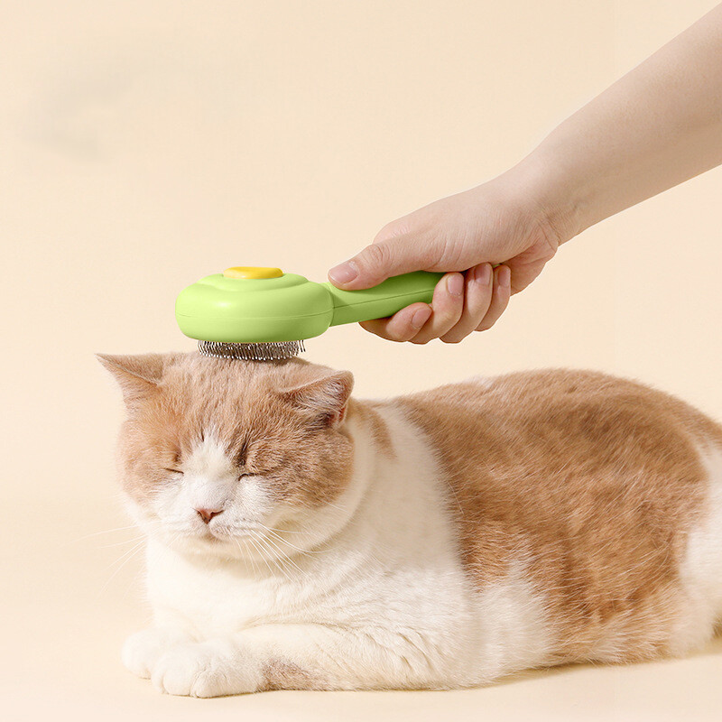 Kaķu suka Pašattīroša mājdzīvnieku matu noņemšanas ķemme suņiem Kaķiem Nerūsējošā tērauda kaķu kopšanas adatas ķemme Mājdzīvnieku tīrīšanas piederumi