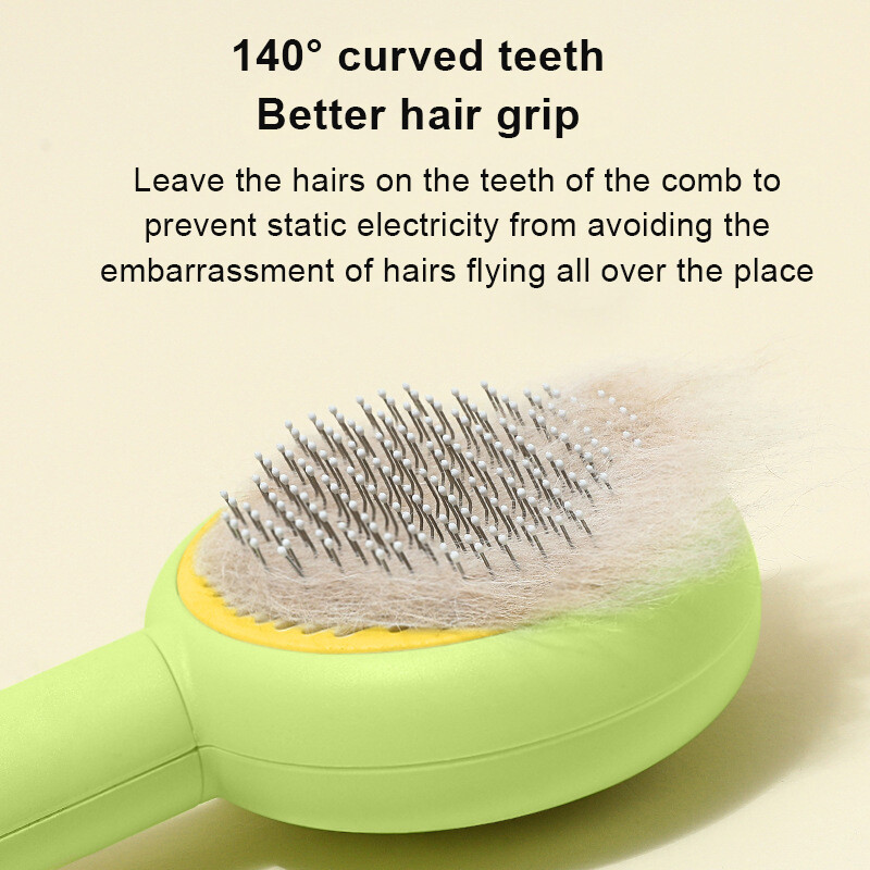 Kaķu suka Pašattīroša mājdzīvnieku matu noņemšanas ķemme suņiem Kaķiem Nerūsējošā tērauda kaķu kopšanas adatas ķemme Mājdzīvnieku tīrīšanas piederumi