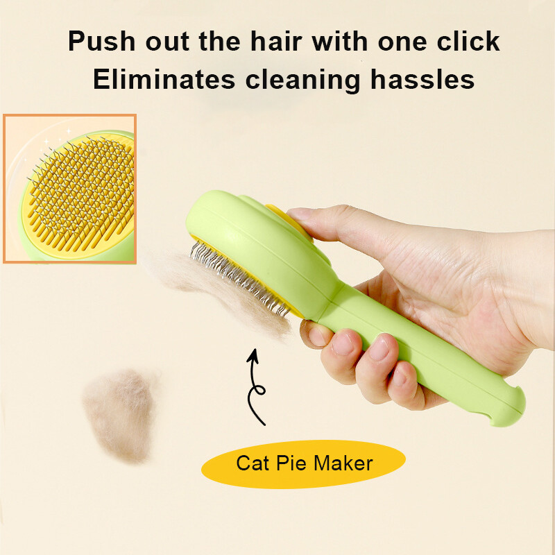 Kaķu suka Pašattīroša mājdzīvnieku matu noņemšanas ķemme suņiem Kaķiem Nerūsējošā tērauda kaķu kopšanas adatas ķemme Mājdzīvnieku tīrīšanas piederumi